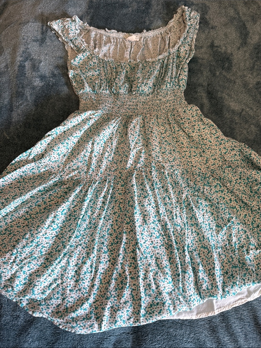 Aeropostale White and Teal Floral Mini Dress